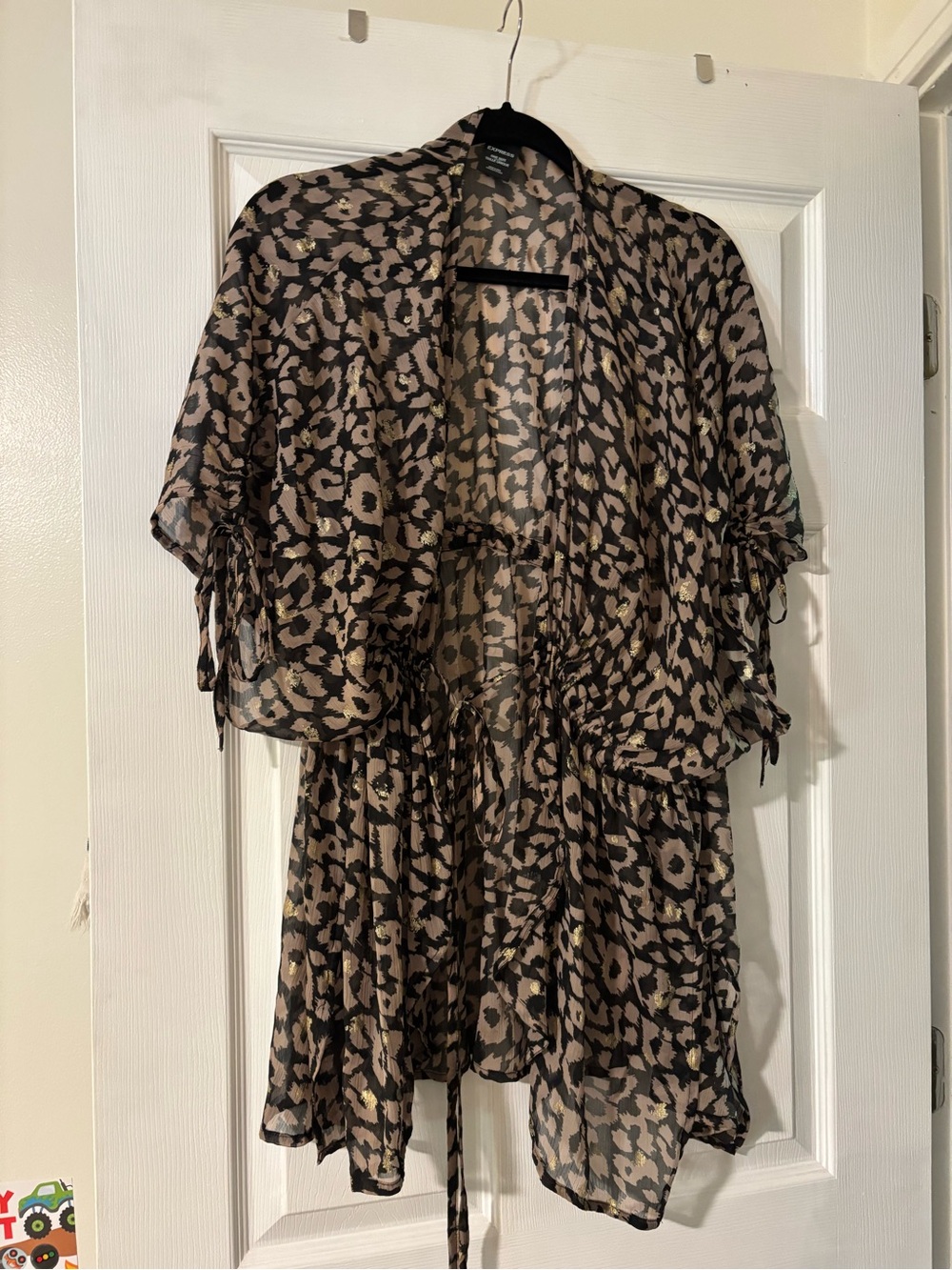 Black, tan, gold express OS kimono/top